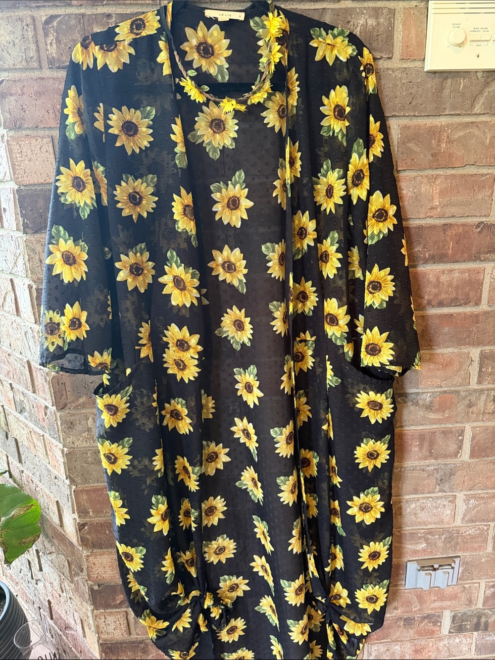 Black Sunflower Kimono Cardigan